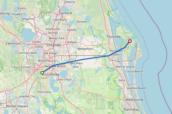 Route from Kissimmee to KSC